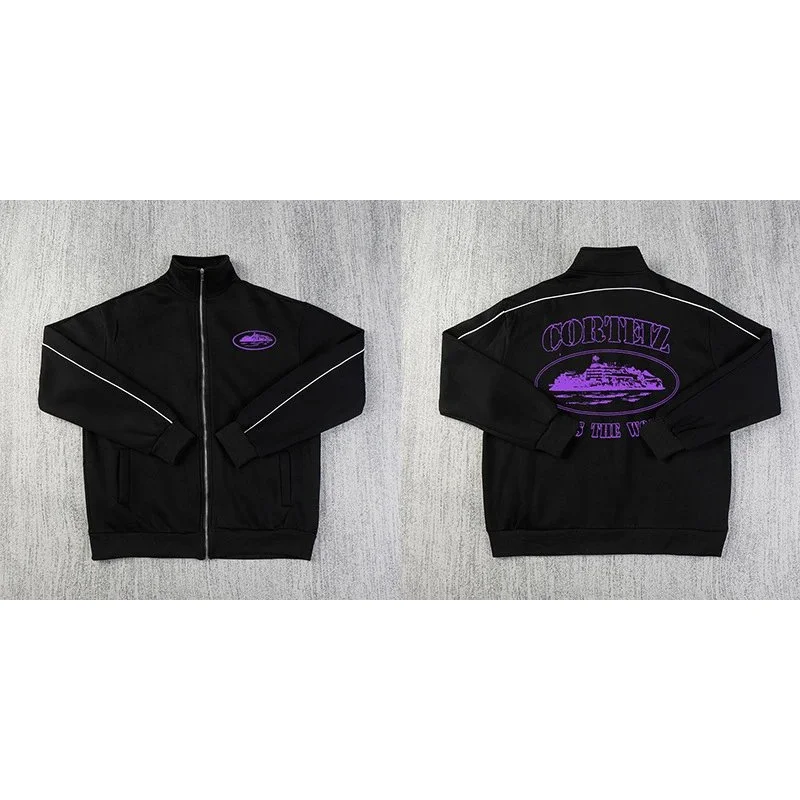 Corteiz RTW Track Jacket Black with Purple Logo