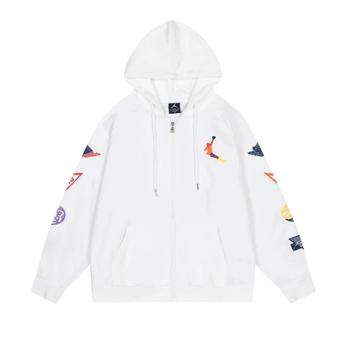 Jordan Air Jordan White Multi-Color Patchwork Hoodie