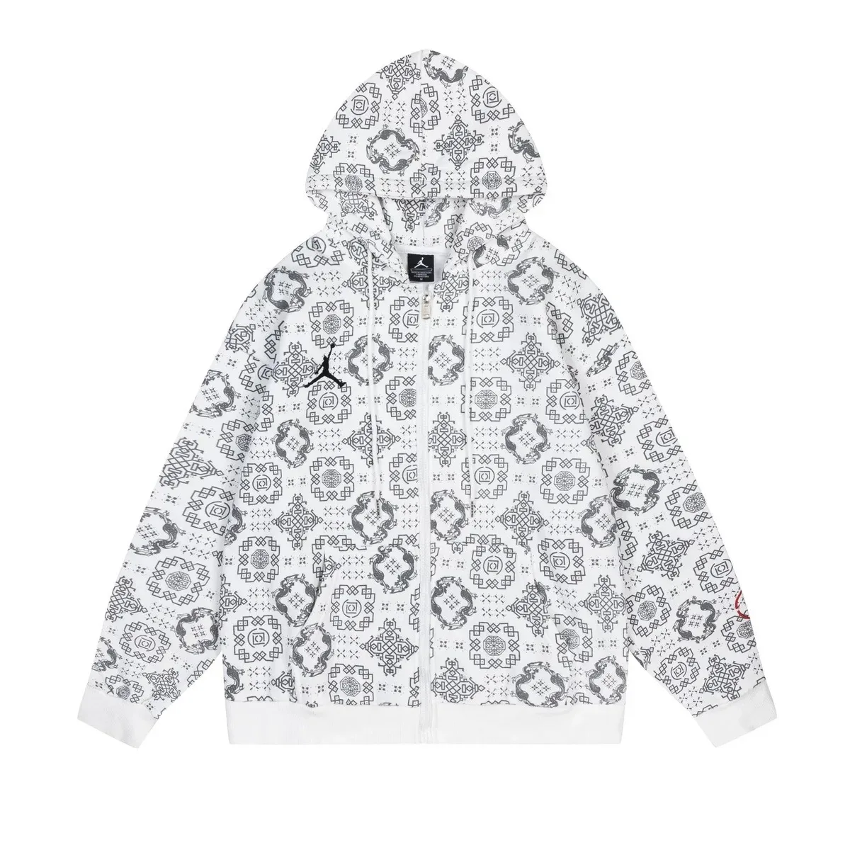 Jordan Air Jordan Patterned Zip-Up Hoodie White