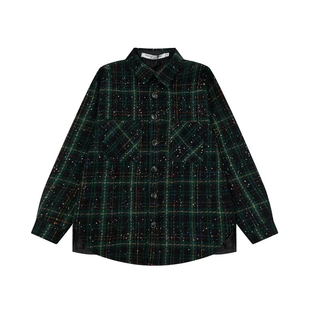 Charlie Longo Green Plaid Oversized Shirt Jacket