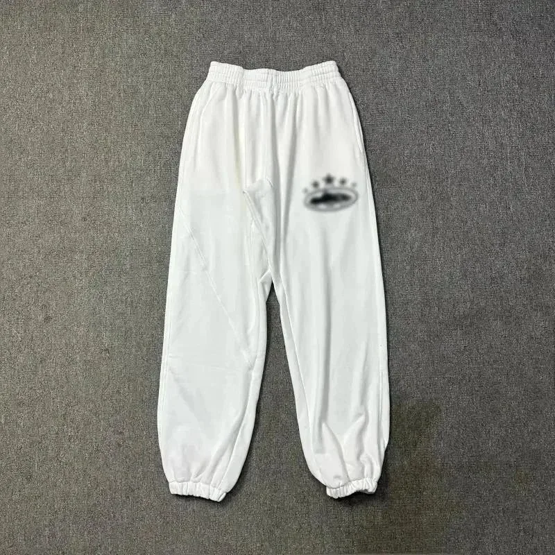 White Crown Print Sweatpants