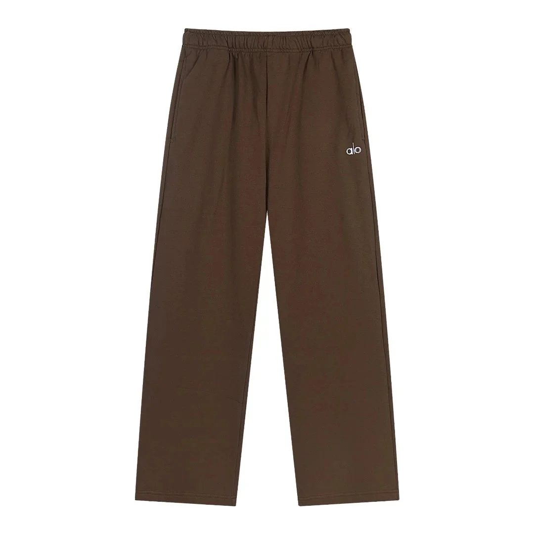 Brown Solid Track Pants with 'alo' Logo