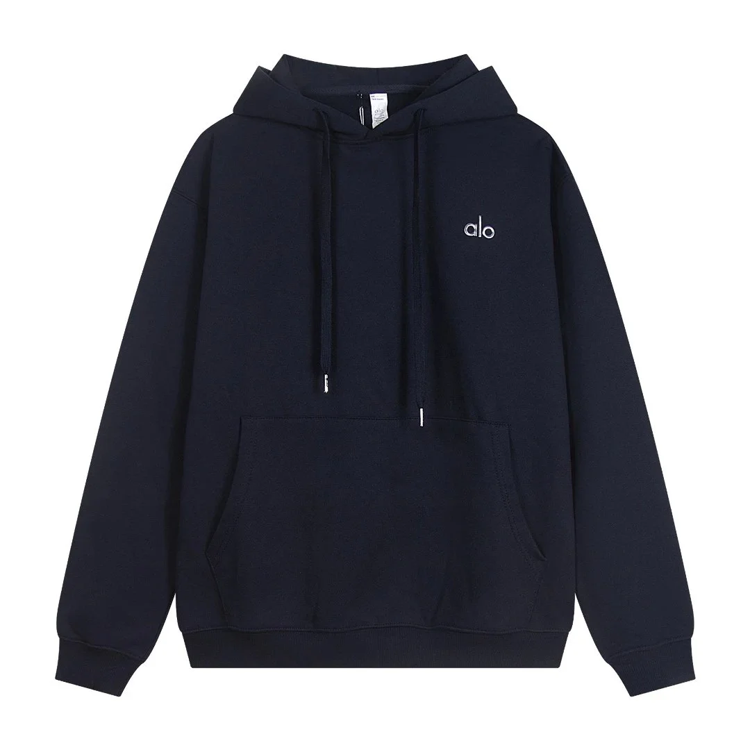 Unisex Navy 'alo' Embroidered Hoodie Sweatshirt