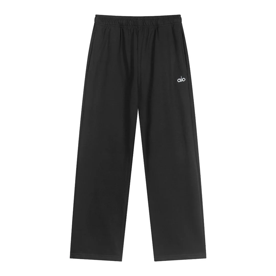 Black Solid Cotton Sweatpants
