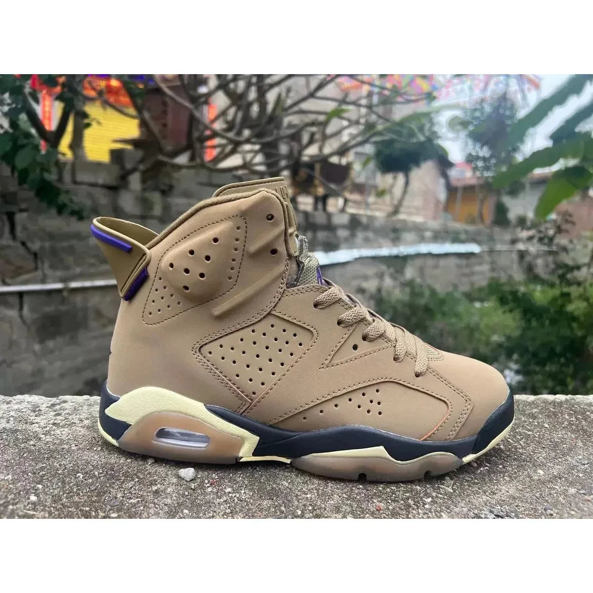 Nike Air Jordan 6 Tan Purple Sneakers