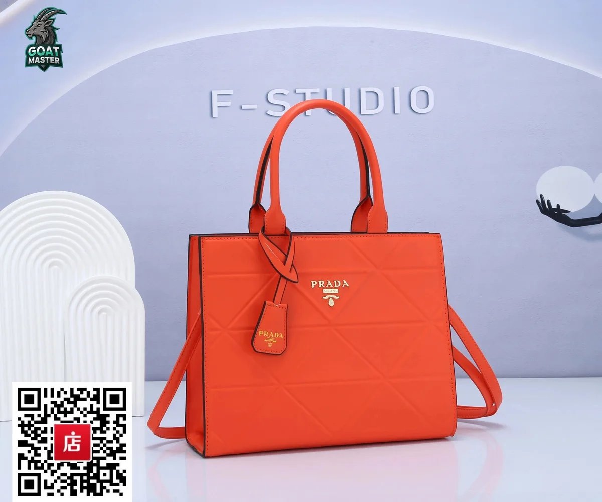 Prada Classic Logo Orange Tote Bag