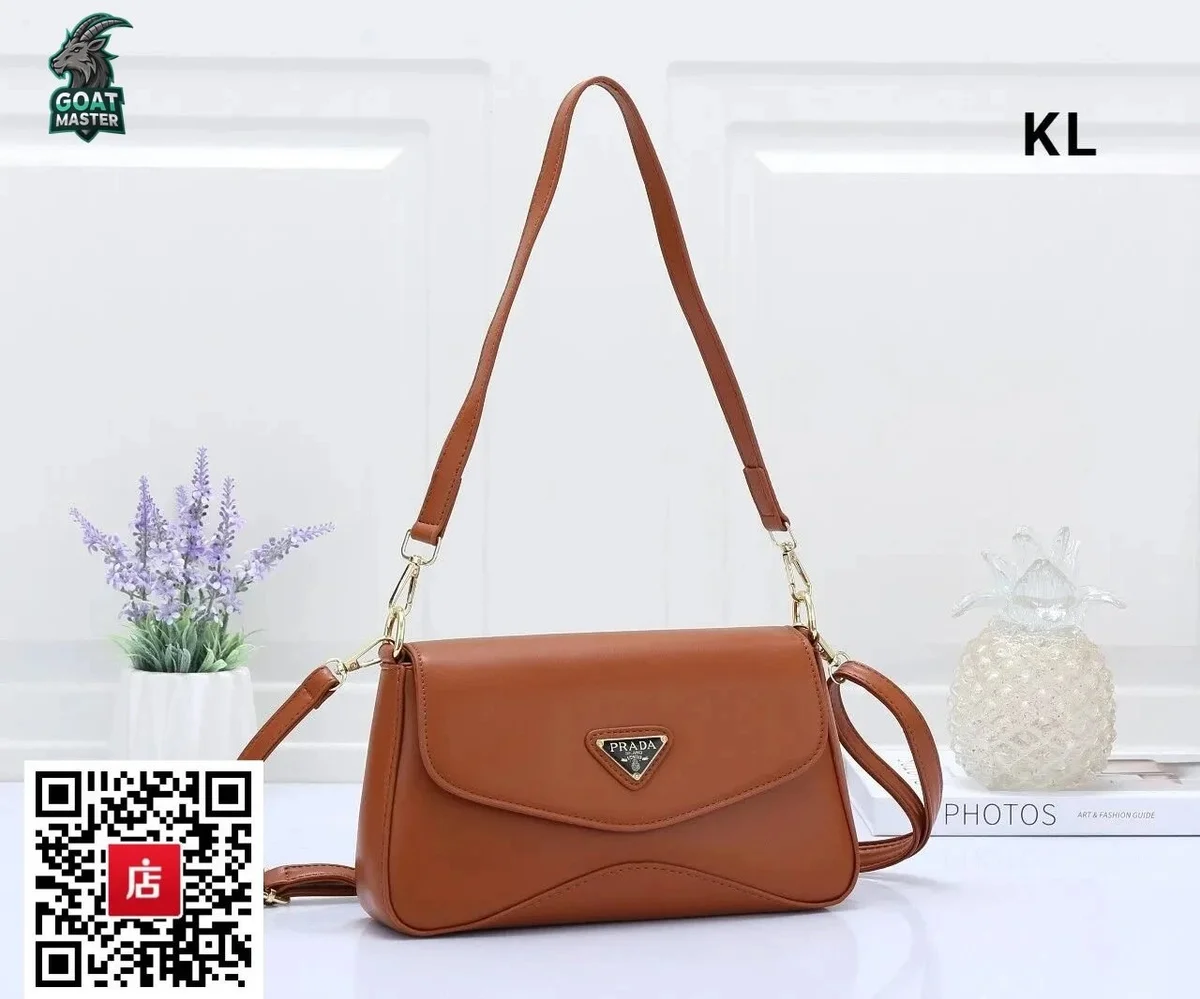 Prada Classic Logo Tan Shoulder Bag