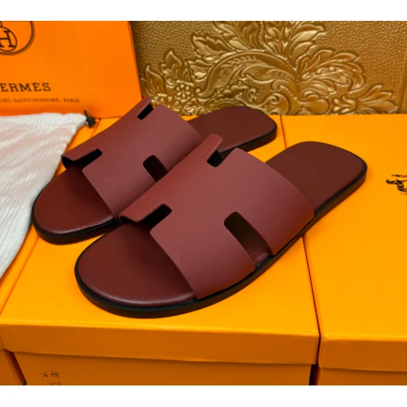 Hermès Birkin Bordeaux Leather Slippers