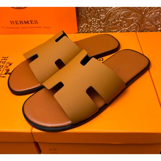 Hermès H-Birkin Camel Leather Sandals