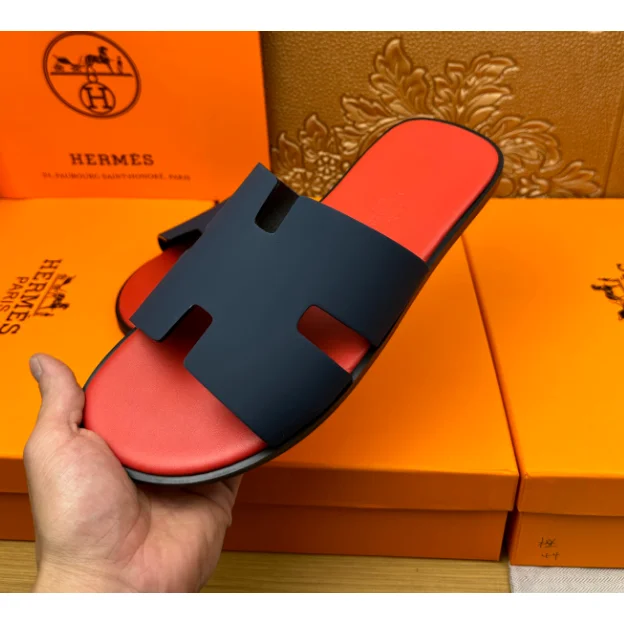 Hermès Birkin Orange/Blue Slide Sandals