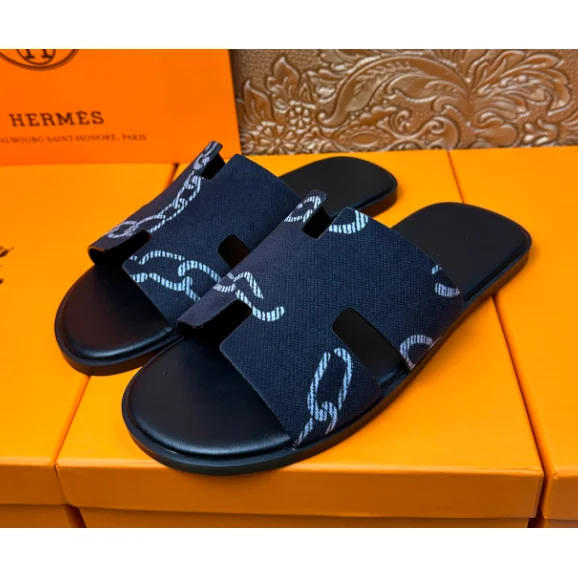 Hermès Birkin Blue Chain Slide Sandals
