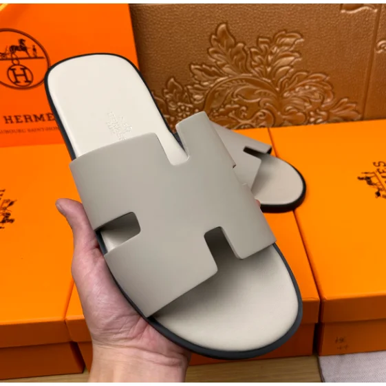 Hermès H-Birkin Sandals Beige Leather Slippers