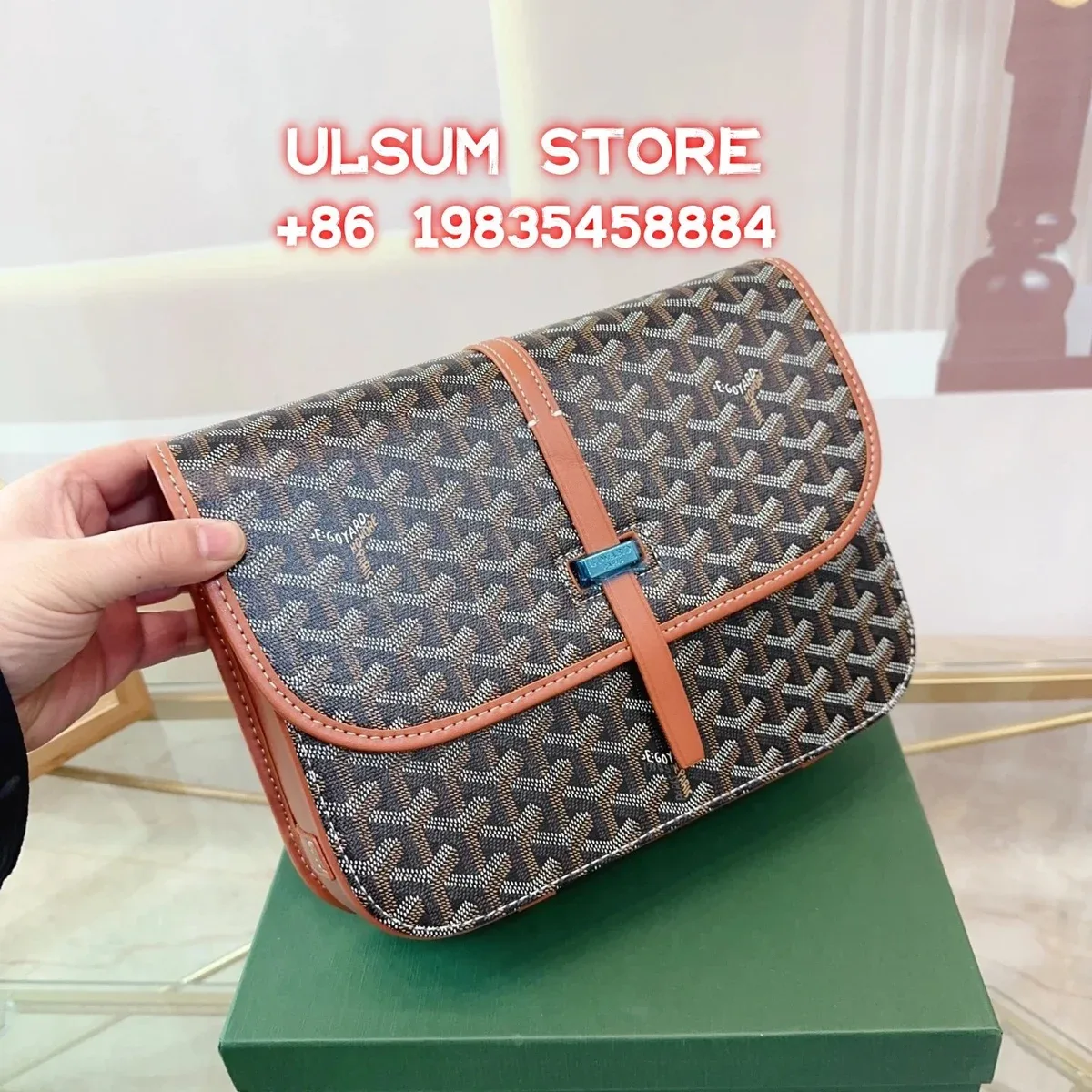 Goyard Goyardine Monogram Crossbody Bag Brown