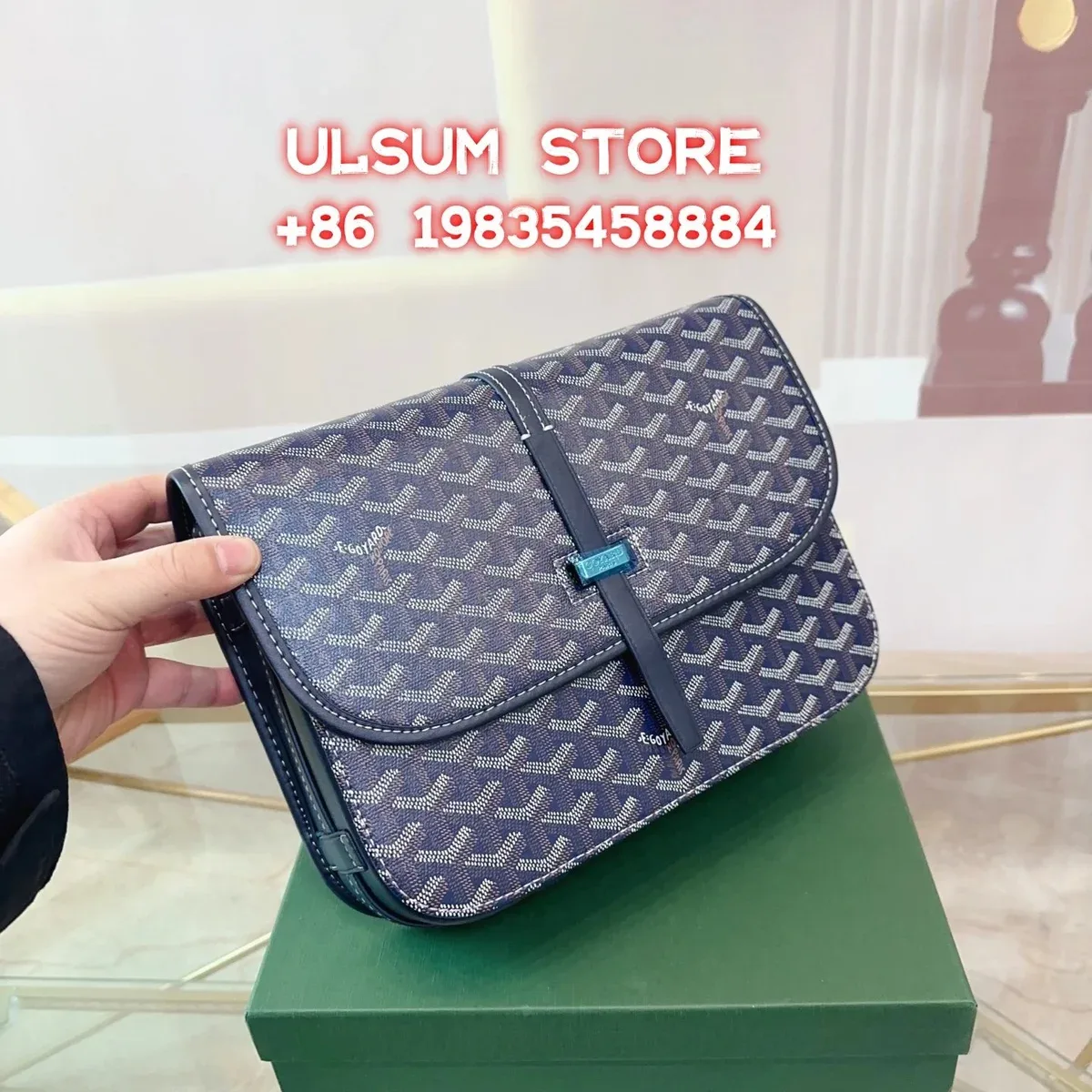 Goyard Goyardine Navy Blue Crossbody Bag