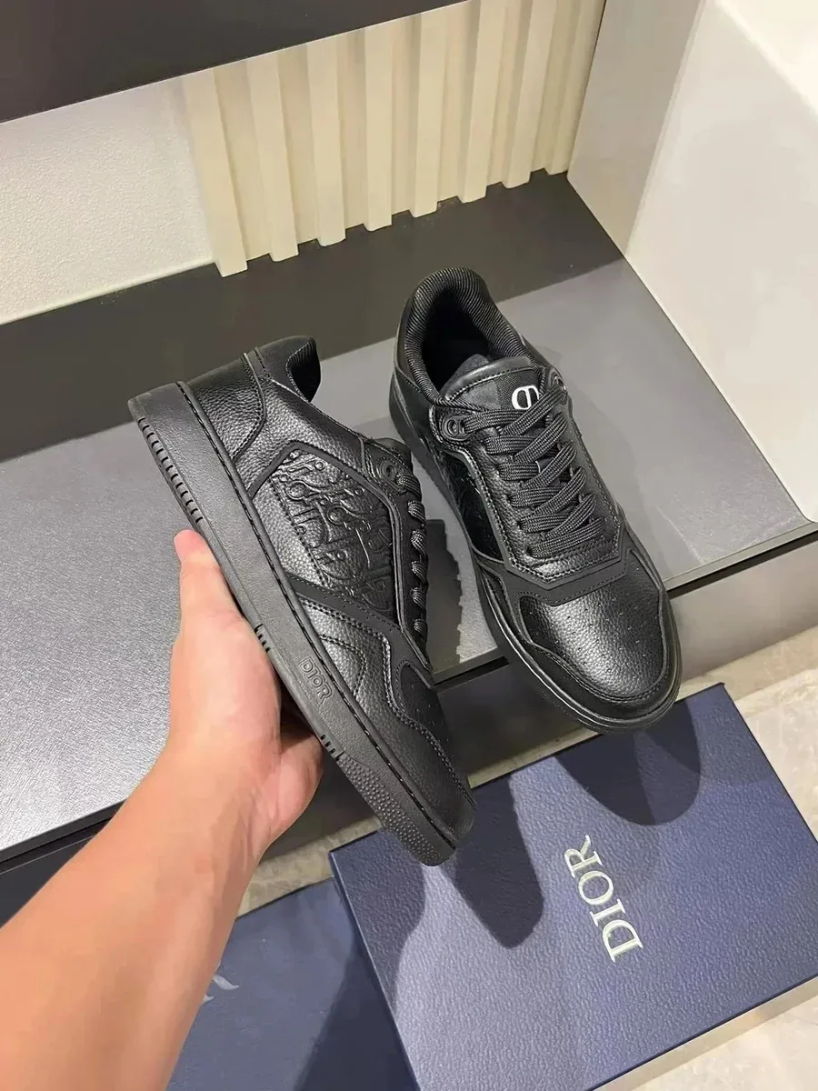 Dior Air Force 1 Black Leather Sneakers