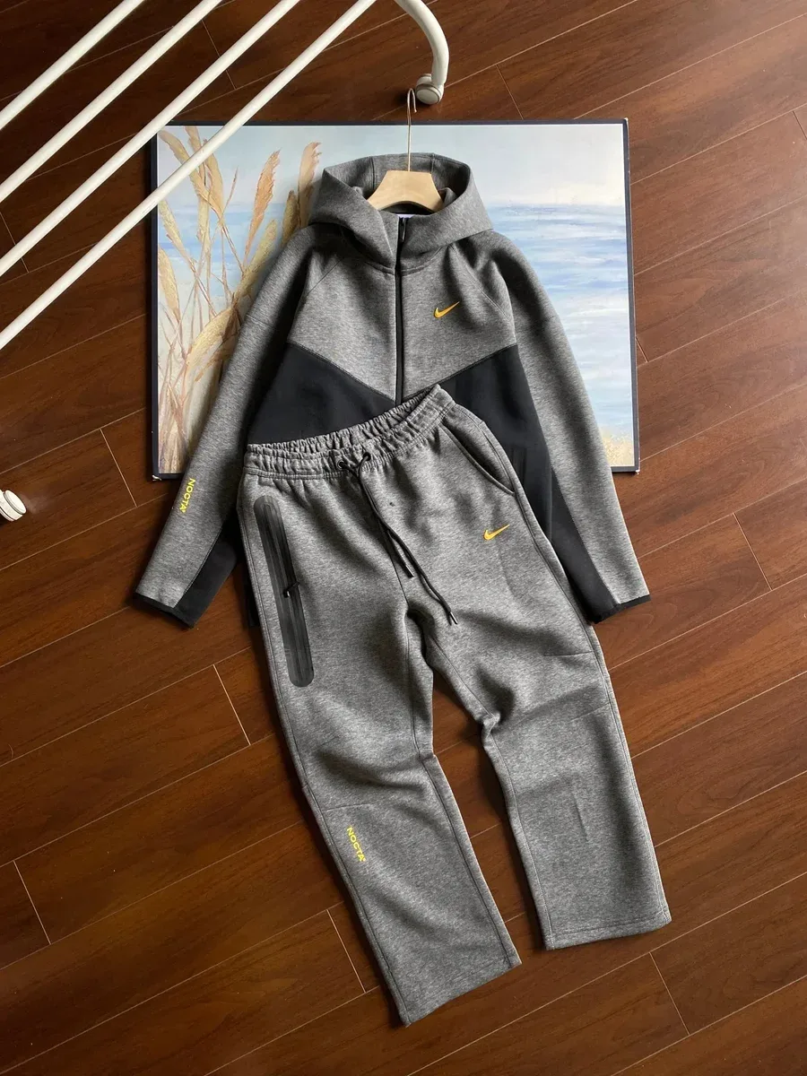 Nike Tech Fleece Grey/Black Hoodie & Pants Set