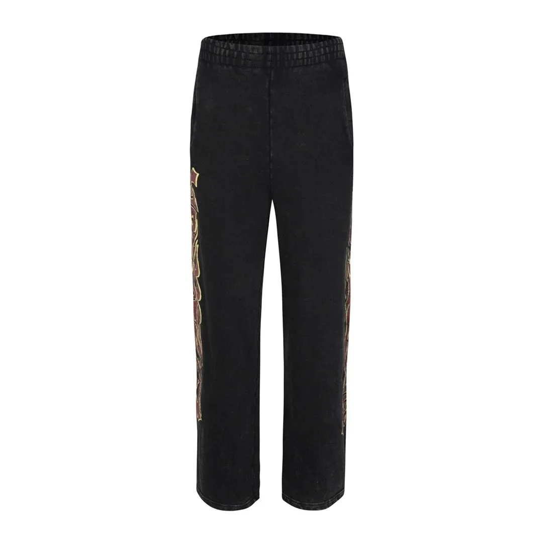 Black Embroidered Sweatpants