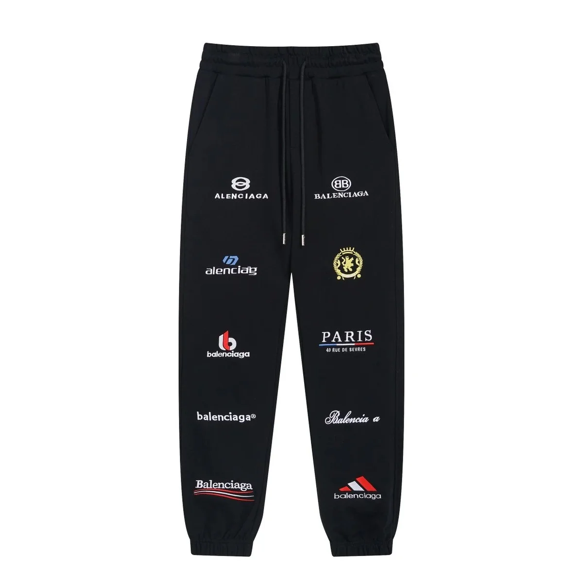 Balenciaga Triple Black Logo Print Sweatpants