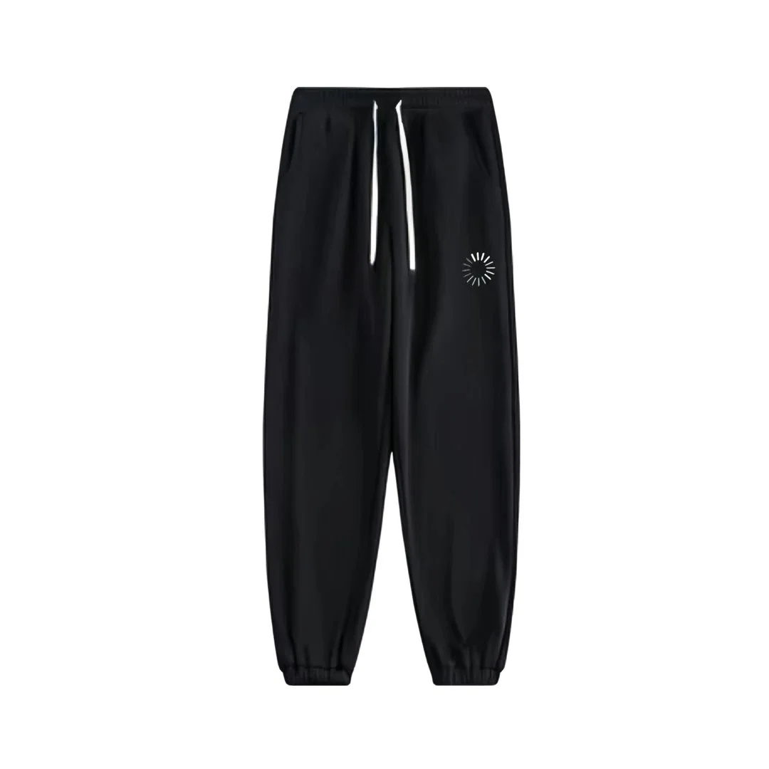Black Solid Drawstring Sweatpants