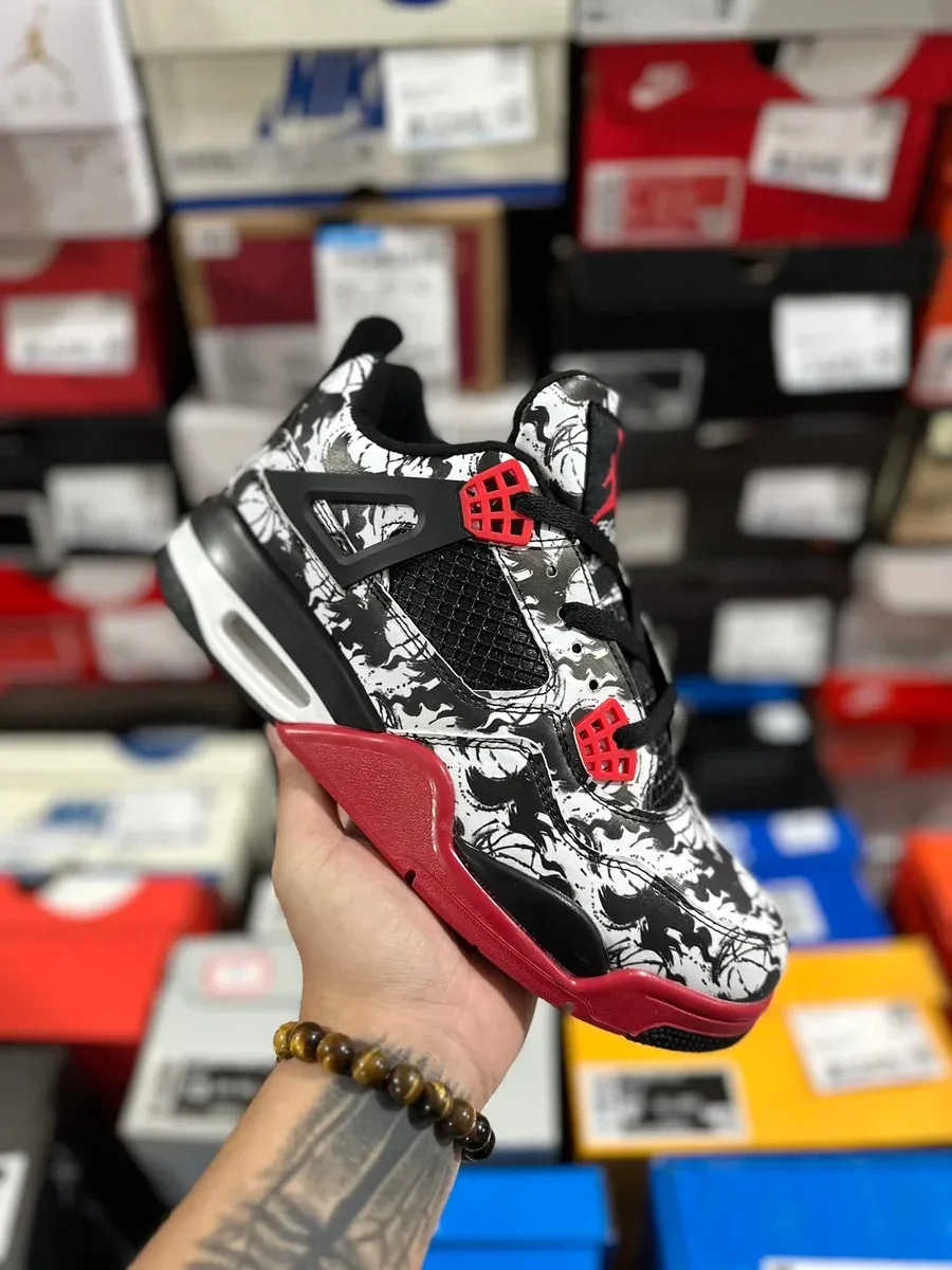 Nike Air Jordan 4 Black/Red Camo Sneakers