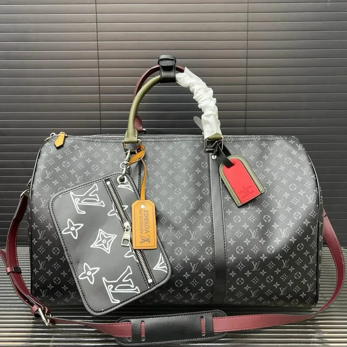 Louis Vuitton Keepall Monogram Travel Bag Black