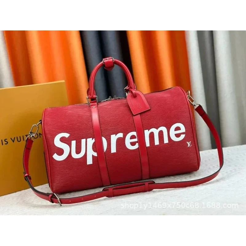 Louis Vuitton Keepall Supreme Red Travel Bag