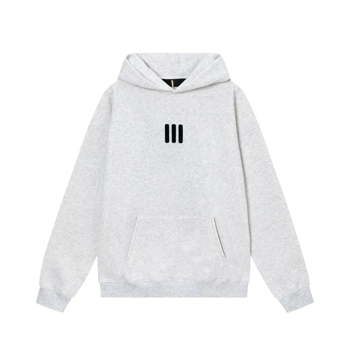 Unisex Light Grey Hoodie with Black III Logo