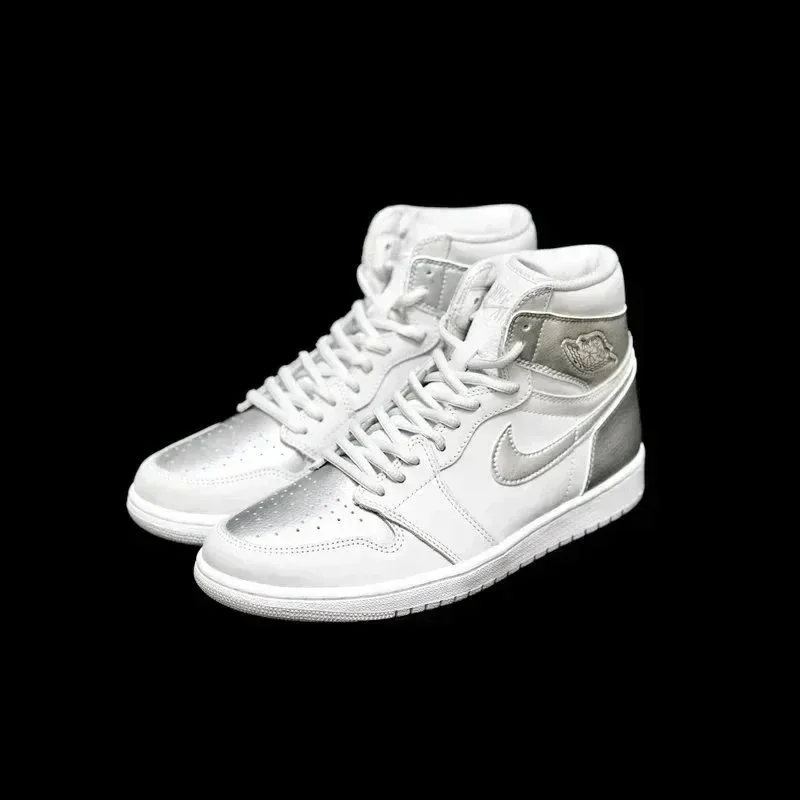Nike Air Jordan 1 High Metallic Silver Sneakers