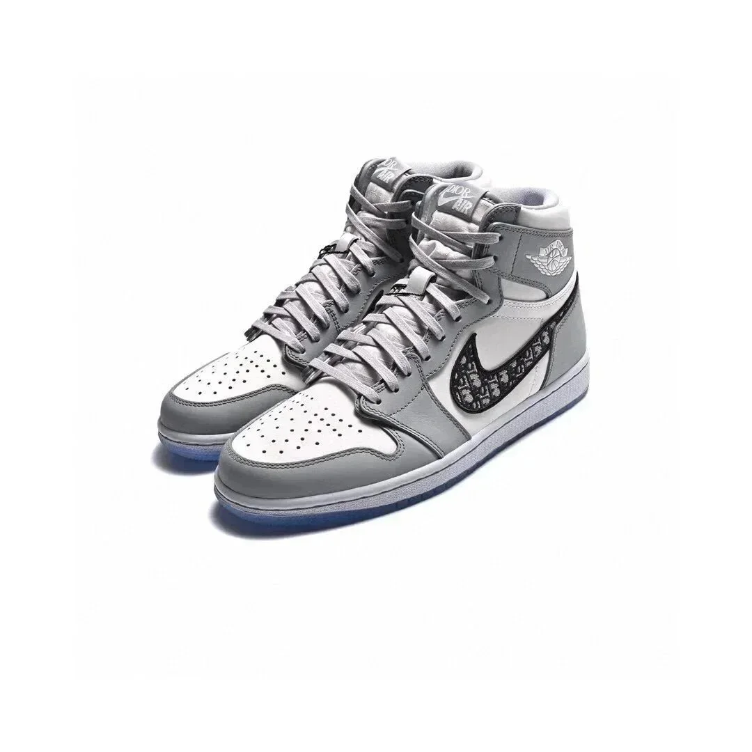 Nike Dior Air Jordan 1 Grey/Black Sneakers