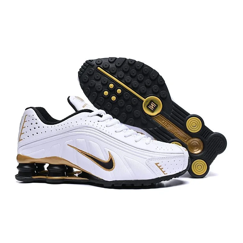 Nike Shox R4 White/Gold Sneakers