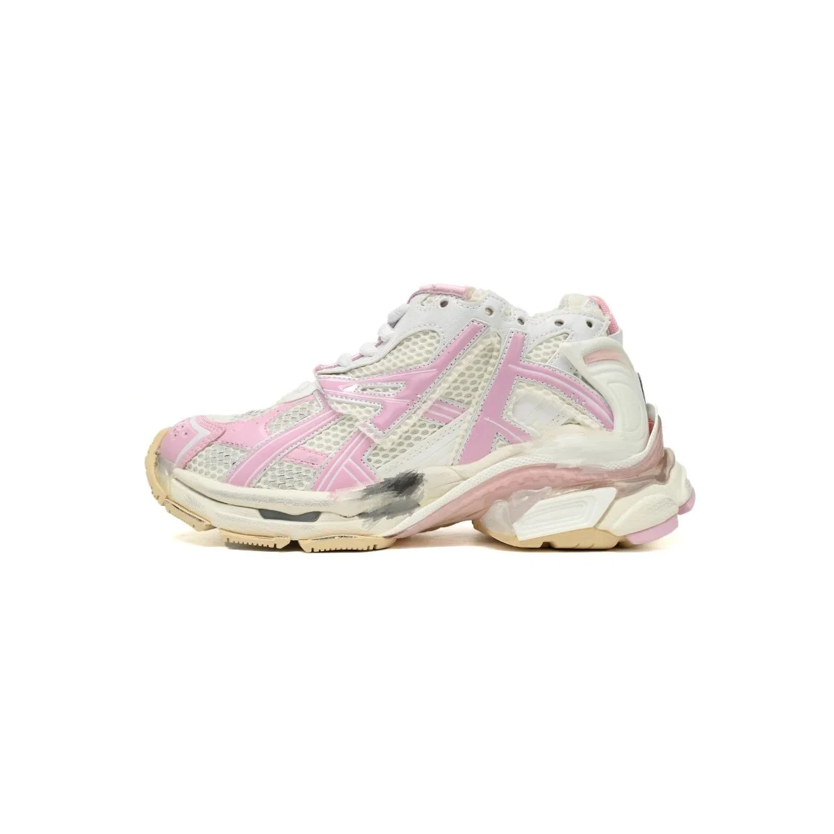 Unisex White and Pink Mesh Sneakers 08