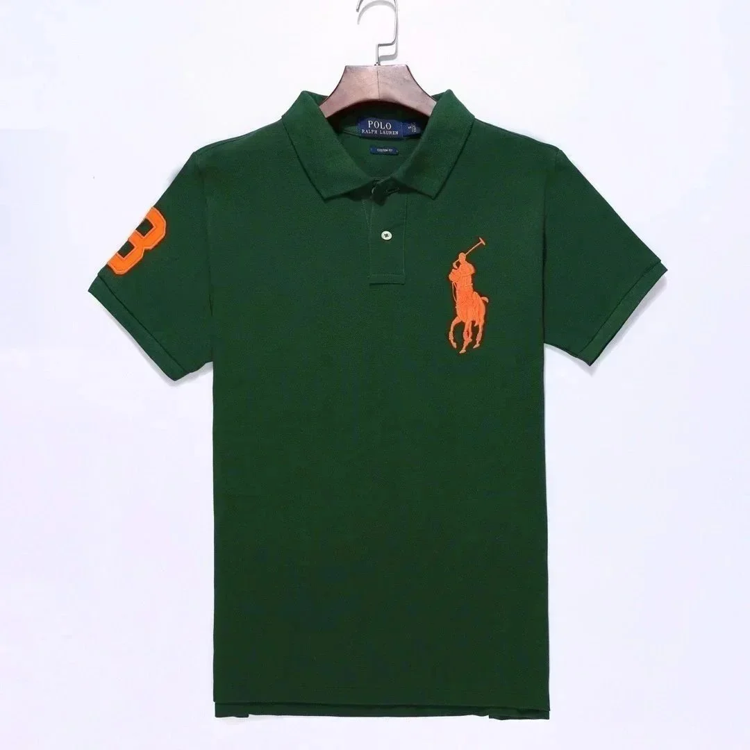 Ralph Lauren Polo Shirt Green with Orange Pony