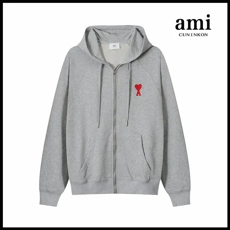 AMI 641拉链款 Hoodie Flower Grey