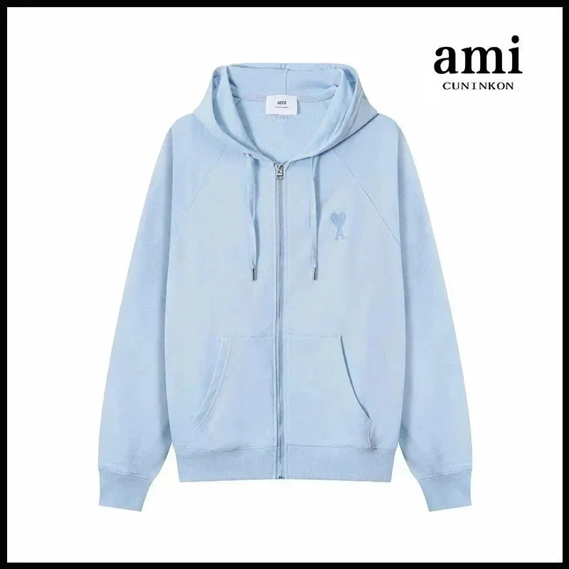 AMI CUNINKON Sky Blue Zip-Up Hoodie