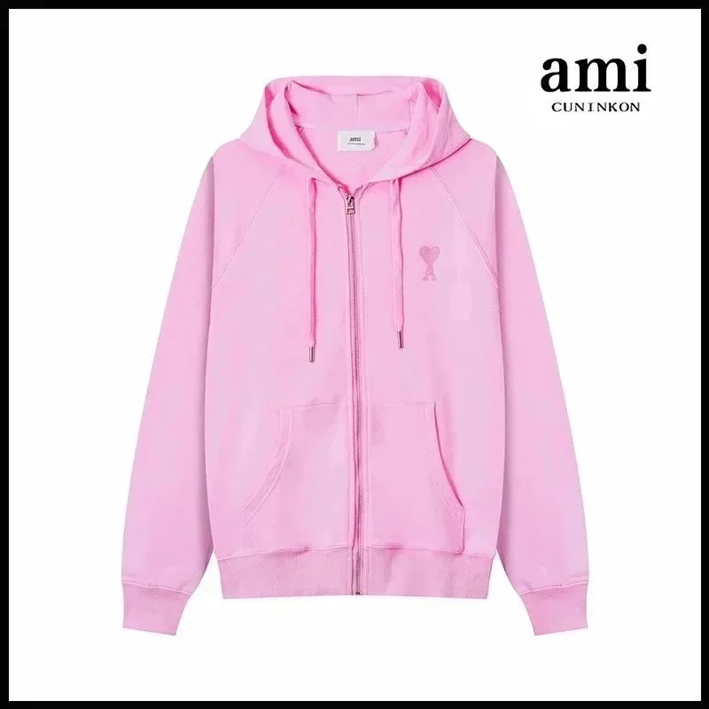 AMI CUNINKON Pink Zip-Up Hoodie