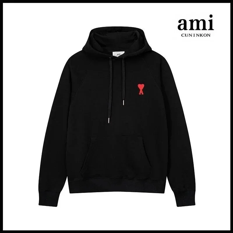 Ami 635 Black Hoodie with Red Logo