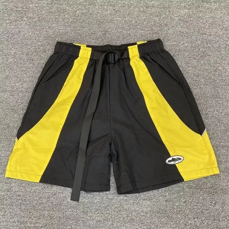 Black and Yellow Panelled Shorts