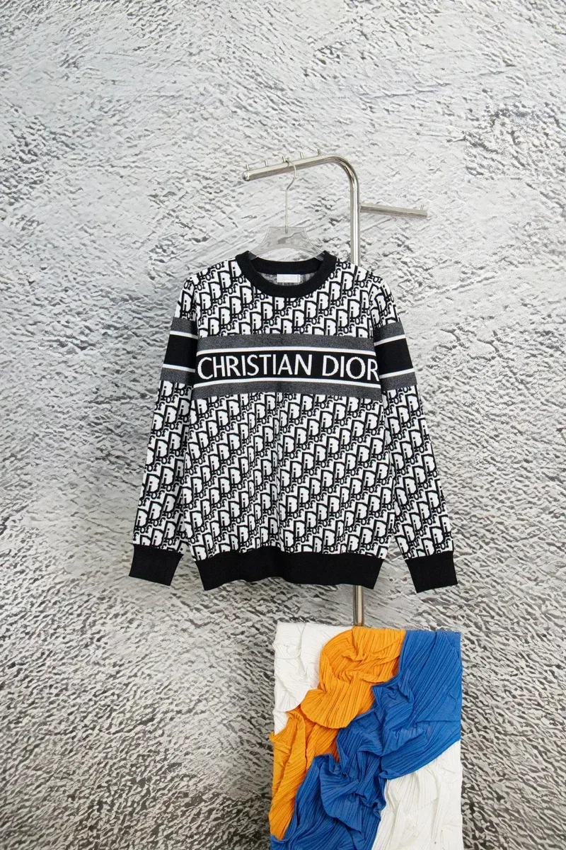 Dior Classic Logo Sweater Black/White Knit Top