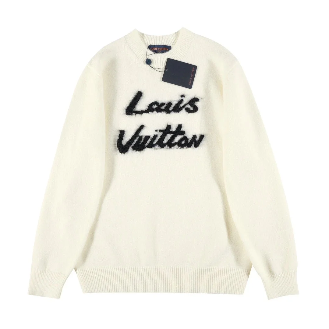 Louis Vuitton Cream 'Louis Vuitton' Logo Sweater