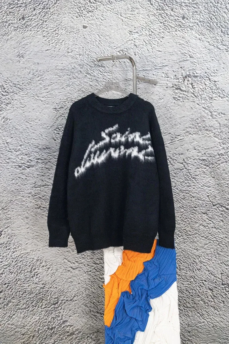 Saint Laurent Black 'Saint Laurent' Logo Sweater