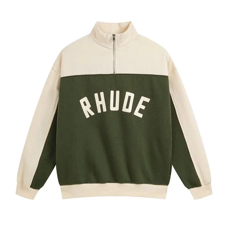 Rhude Racing Green & Cream Half-Zip Sweatshirt
