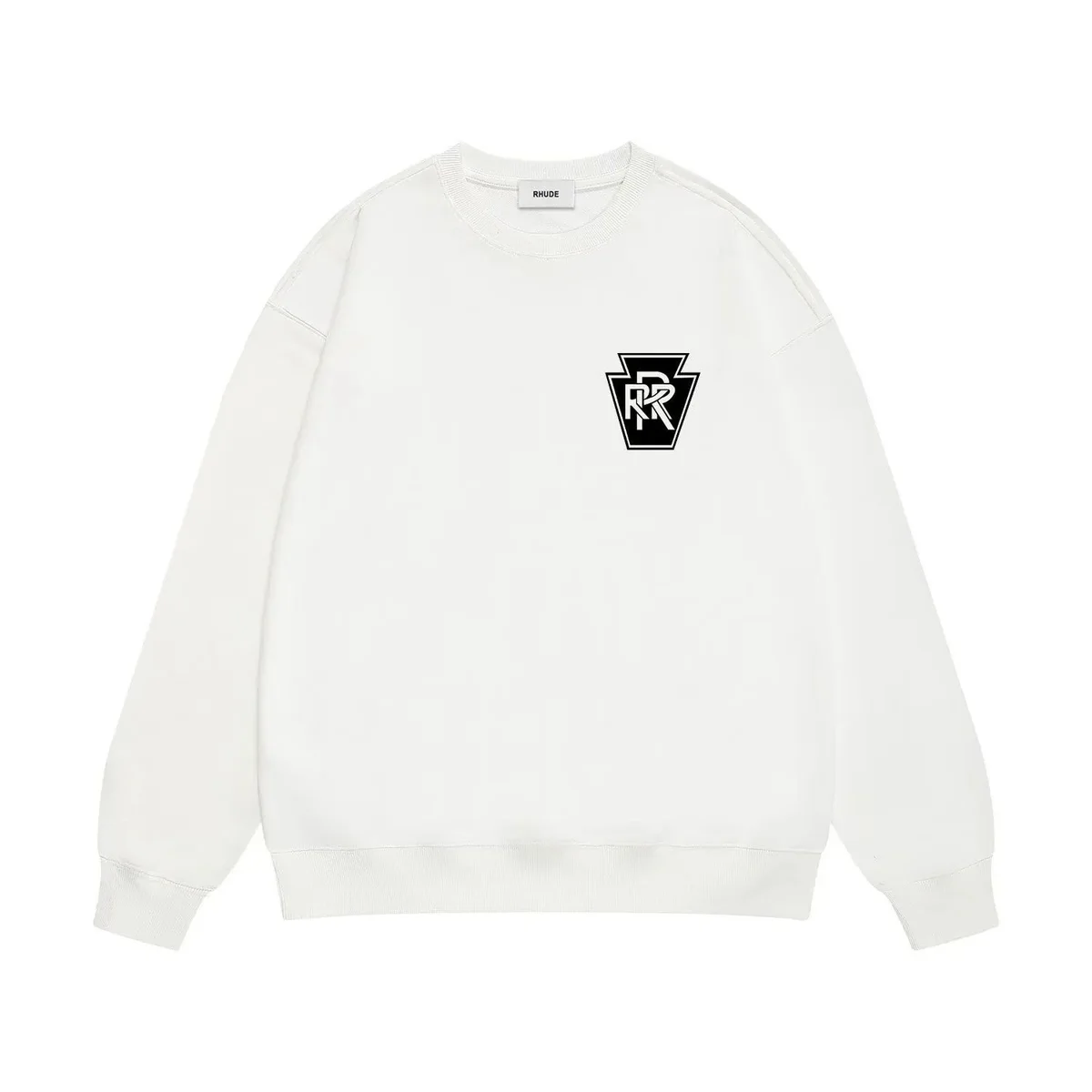 Rhude White Racing Logo Crewneck Sweatshirt
