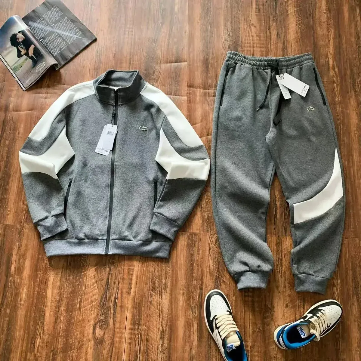 Lacoste Grey & White Tracksuit Set