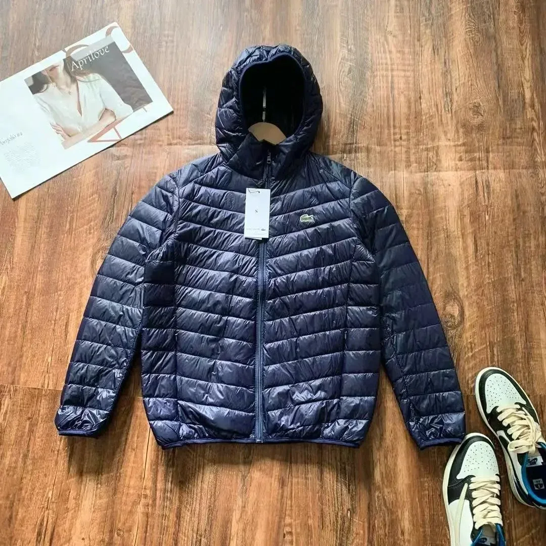 Lacoste Navy Quilted Hooded Puffer Jacket