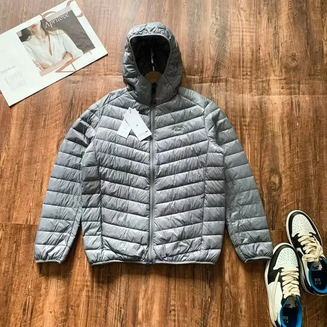 Lacoste 90白鸭绒连帽羽绒服-灰色 羽绒服