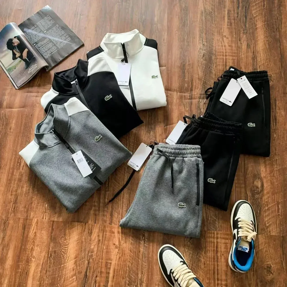 Lacoste Grey & White Tracksuit Set