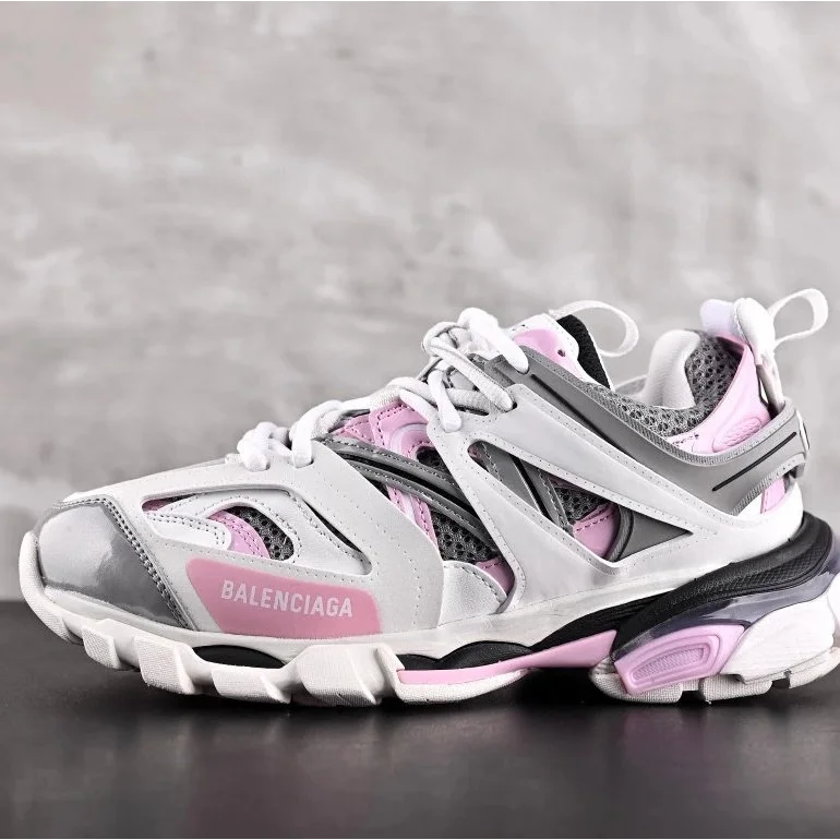 Balenciaga Track White Grey Pink Leather Sneakers