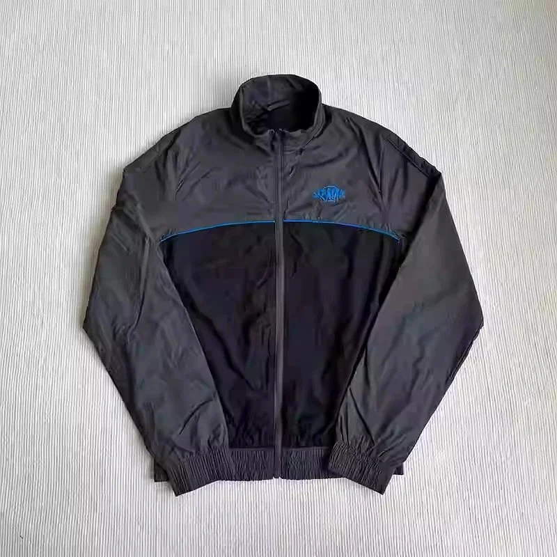 Unisex Windbreaker Jacket Black/Blue Track