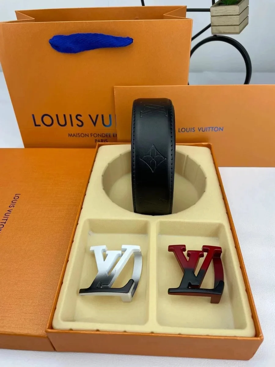 Louis Vuitton LV Monogram Belt Black Leather Belt
