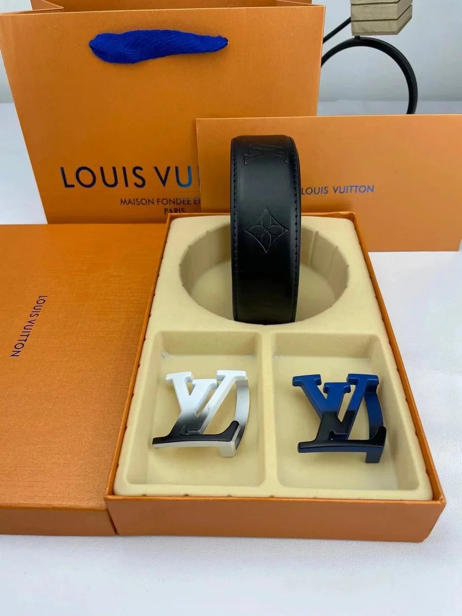 Louis Vuitton LV Monogram Belt Black Leather